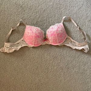 Nude and Pink Push-Up Lace Bra